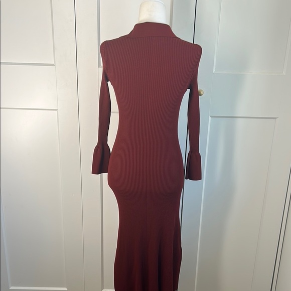 ALC Lance Rust/Sumac Asymmetrical Ribbed Bodycon Dress |  S - Picture 7 of 7